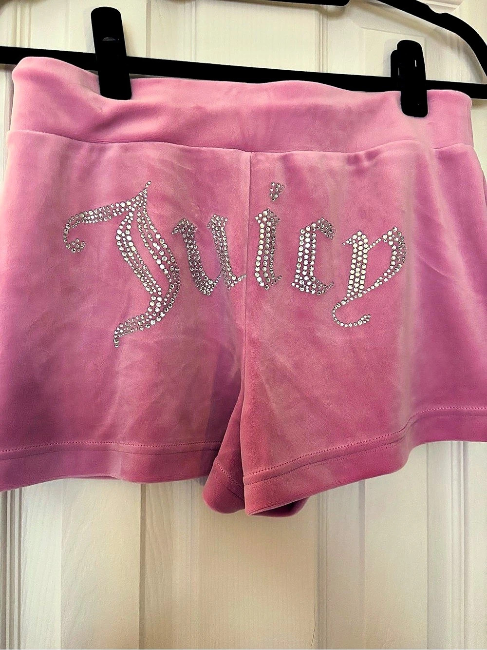 Juicy Couture OG Big Bling Velour Shorts Pink Small